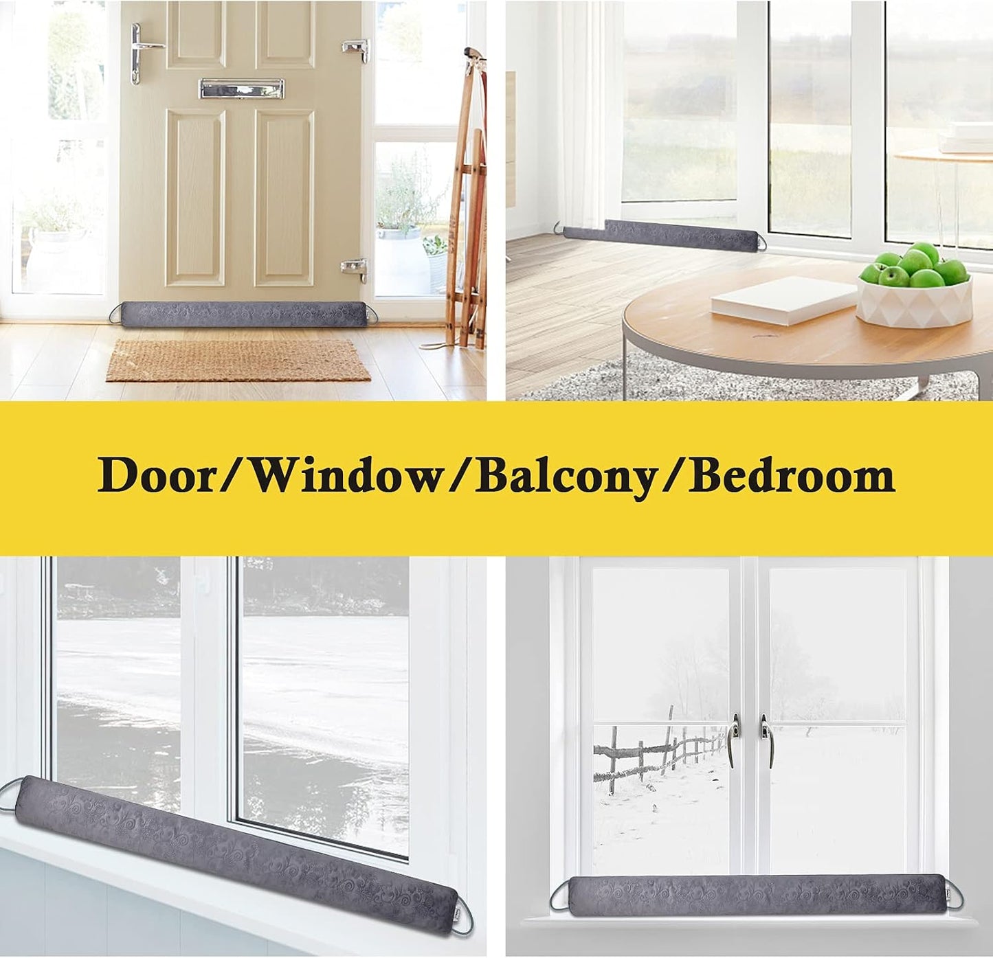 fowong 32" Door Draft Stopper, Weighted Under Door Noise Stopper, Oatmeal | Weighted Fabric Blocks Drafts, Dust & Light, Great for Interior Doors to Help Reduce Noise and Improve Comfort
