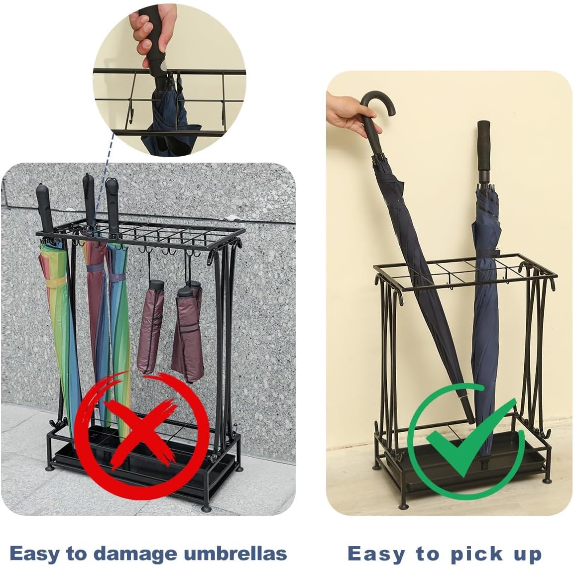 Umbrella Holder, Umbrella Stand Indoor Entryway, Umbrella Holder Outdoor, Umbrella Rack, Metal, Black