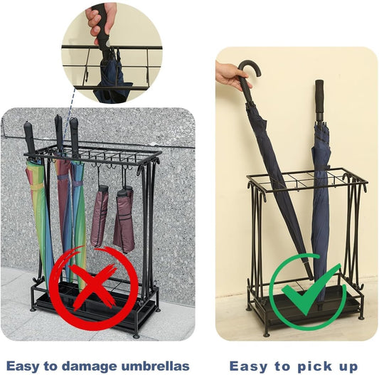 Umbrella Holder, Umbrella Stand Indoor Entryway, Umbrella Holder Outdoor, Umbrella Rack, Metal, Black
