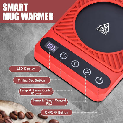 Mug Warmer - Electric Coffee Mug Warmer with Timer,Coffee Cup Warmer for Desk Auto Shut Off,Smart 6-Temperature Control, Coffee Accessories for Coffee Lovers, White | Coffee Cup Warmer for Desk Auto Shut Off,Smart 6-Temperature Control, Coffee