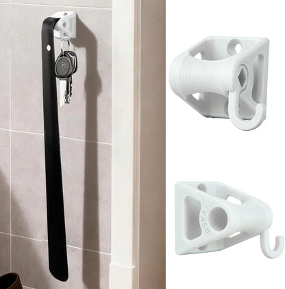 Shoe Horn Holder Set, Wall Mounted Adhesive & Screw Included, No Drill or Drill Optional Shoe Horn Organizer Bracket, Space-Saving Entryway Closet Storage Solution (2, Black)