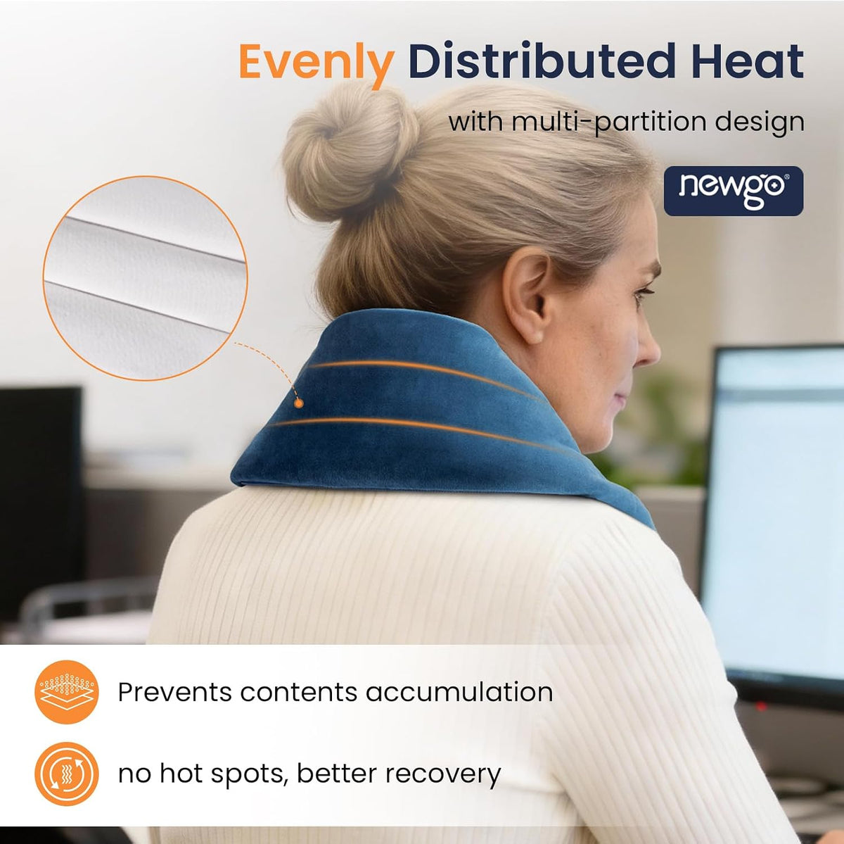 NEWGO Neck Warmer Microwavable - Heating Pad for Neck and Shoulders with Straps - Reusable Moist Heated Pad for Pain Relief- Hot Compress