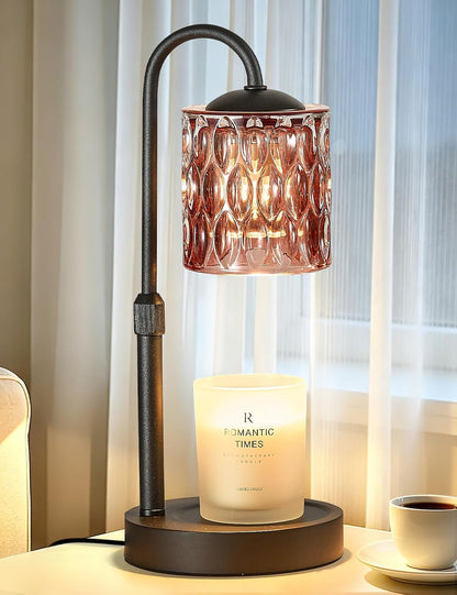 Briever Dimmable Candle Warmer Lamp with Timer, Height Adjustable Electric Candle Wax Warmer, Christmas Birthday Gifts for Women Mom, House Warming Gifts New Home Room Decor, Black Solid Wood Base