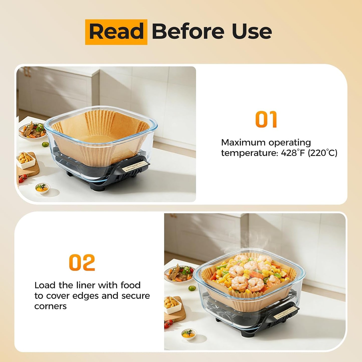 Vailnd 100Pcs Small 4.7 Inch Square Air Fryer Liners Disposable for 1-2 Qt | Non-stick, Oil-proof Parchment Paper fir for CHEFMAN, Food-grade Baking Paper Sheets for Mini Airfryer Basket