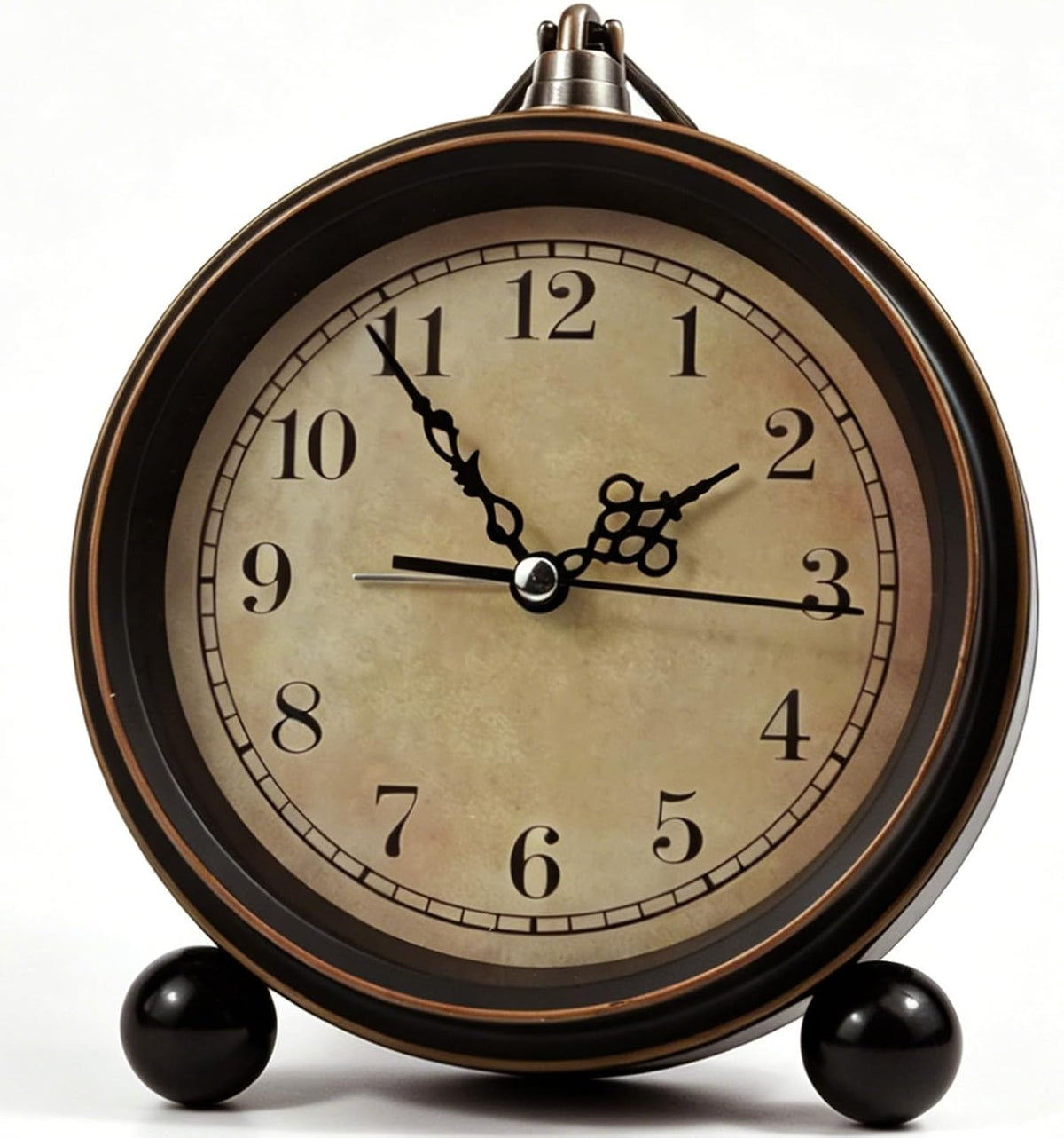 Vintage Analog Alarm Clock, 5.5 inch Hangable Super Silent Non Ticking Clock for Living Room, Bedroom, Desk, Gift Clock for Children Adults and Artist(Arabic)