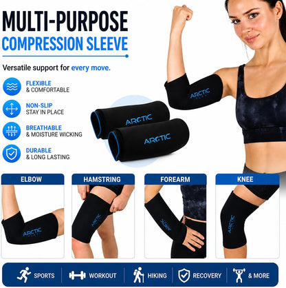 2 Pack - Premium Cold Therapy Compression Ice Sleeve, Knee Ice Pack Wrap for Injuries, Elbow, Quad & Hamstring Relief, Flexible & Reusable Cold Wrap Recovery for Meniscus, ACL, MCL, Ice & Heat Therapy