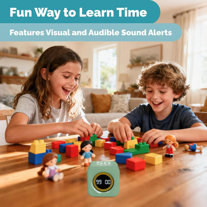 KADAMS Pomodoro Timer – Visual Cube with 5/10/30/60 Min Presets, LED Countdown Ring & Count Up Mode, Silent Flip Productivity Timer for Study, Classroom, Office, Cooking (Green 5-10-30-60 min)