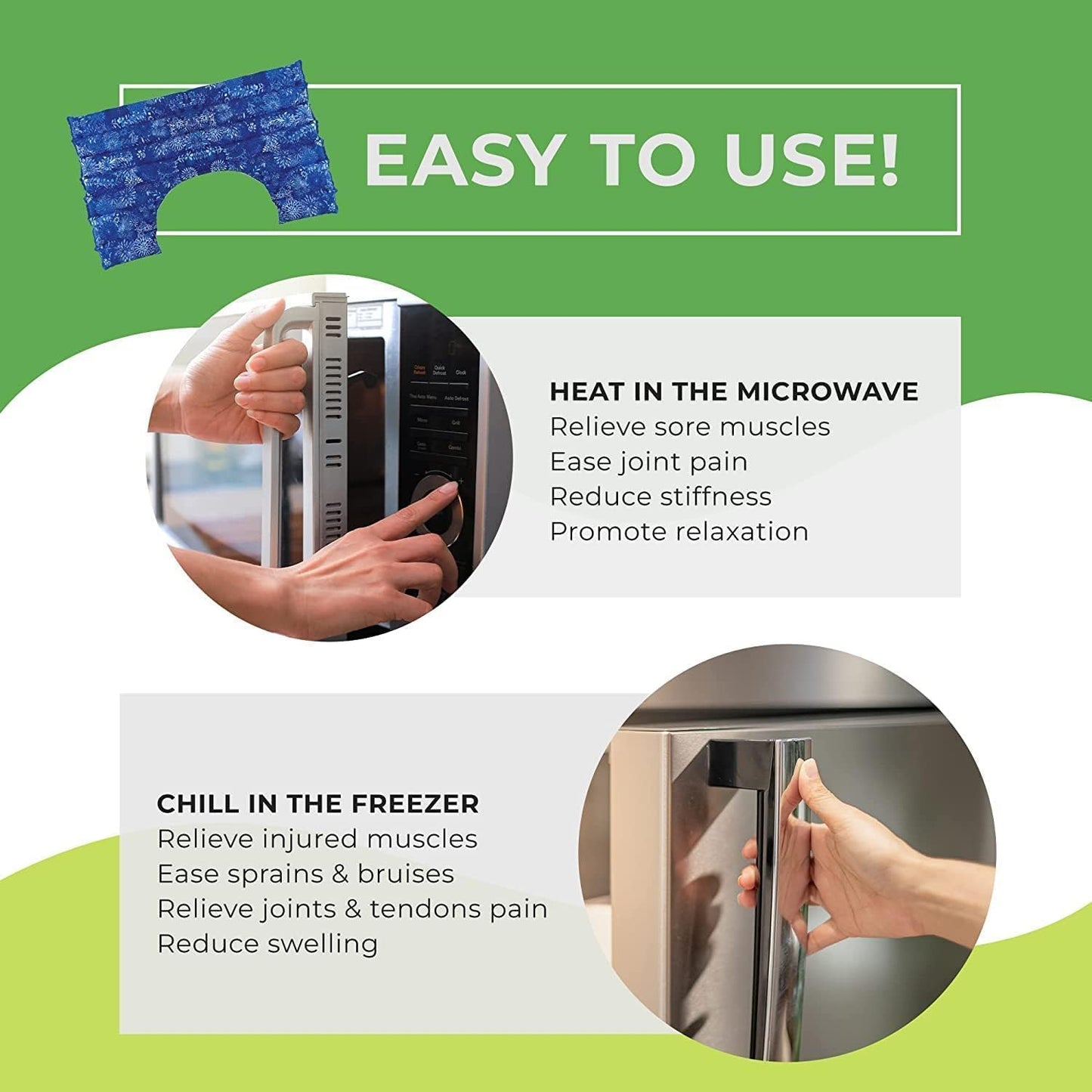 Nature Creation Microwave Heat Pad for Neck and Shoulder with an Extention that Cover The Neck - Microwave Heating Pad for Shoulders & Upper Back Cold Compress & Hot Pack - Happy Hearts 1 Pack