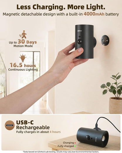EZVALO Motion Sensor Wall Sconces with Remote, Rechargeable Battery Operated 4000mAh Wall Lights, 3 Color Temperatures & 12 RGB, Wireless LED Lighting for Hallway, Living Room (Brushed Gold, 2 Pack)