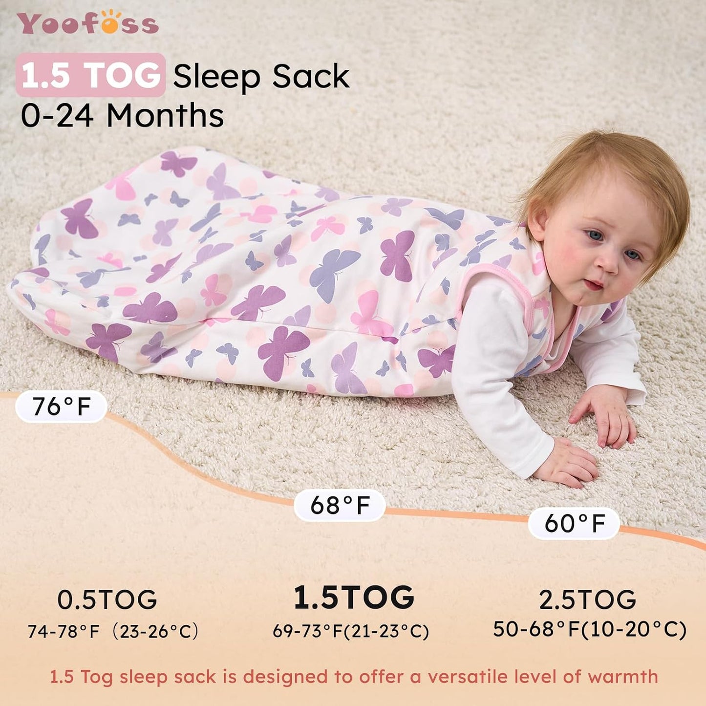 Yoofoss Baby Sleep Sack 0-6 Months Wearable Blanket for Babies 100% Organic Cotton 2-Way Zipper TOG 0.5 Toddler Sleeping Sack 3 Pack, Sleep Sacks