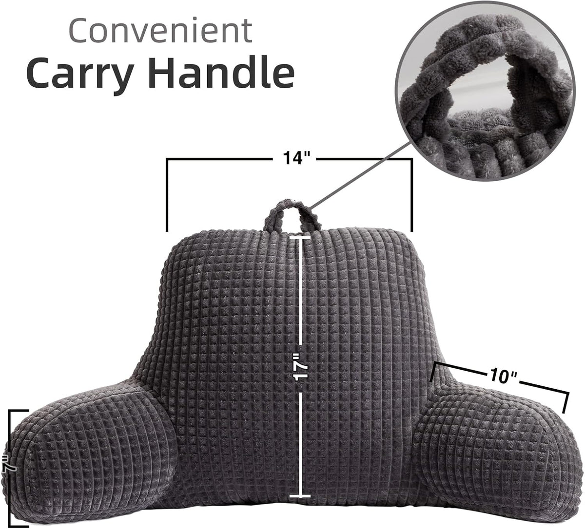 A Nice Night Darkgrey 17" Bed Wedge Pillows with Arms for Sitting