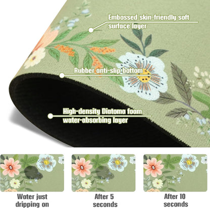 Sink Faucet Absorbing Mat, 2 Pack Drying Mat Around Faucet Sink Splash Guard Behind Faucet Sinkmat For Kitchen Bathroom Island Rv 24 * 5.5 Inch (60 * 14 cm)