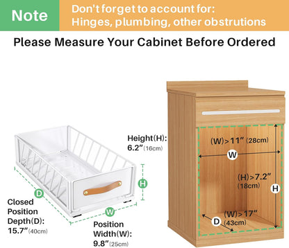 Pull out Cabinet Organizer,Heavy Duty Slide out Pantry Shelves Drawer Storage with Adhesive Nano Film,Sliding Mesh Cabinet Basket with Handle for Kitchen, Bathroom, Home, 11.8"W X 15.7"D X6.2"H,Black