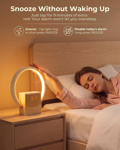 Sunrise Alarm Clock with White Noise Machine, 10 Soothing Sounds, Wake Up Light with Sleep Timer, 4-Level Touch Night Light, USB Port, Digital Alarm Clocks for Bedroom Heavy Sleepers Adults
