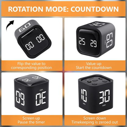 GuDoQi Multi-Function Cube Timer, 5/10/30/60 Min & Custom Count Down, Included Pause & Resume Feature, Silent, Vibrate & Adjustable Sound Alarm for Productivity in Tasks, Study & Kitchen, Purple