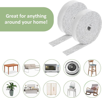 COMNICO 2 Rolls Felt Strip with Adhesive Backing, Non Slip Cuttable Felt Tape Self Adhesive Furniture Pads for Protecting Furniture Surfaces Hardwood Floor Chair Wall (Gray, 1/2x60in) | Self Adhesive Furniture Pads, for Protecting Furniture Surfaces,