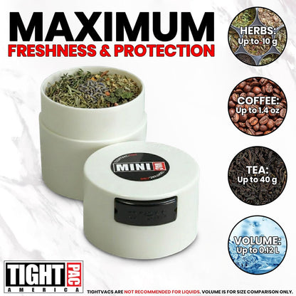 Minivac - 10g to 30 grams Airtight Multi-Use Vacuum Seal Portable Storage Container for Dry Goods, Food, and Herbs - Green Clear