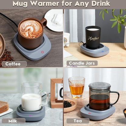 Mug Warmer for Coffee and Tea, Cup Warmer for Desk with Auto Shut Off,3 Temperature Settings, Smart Coffee Warmer Plate in Your Home & Office(Grey)(No Mug)