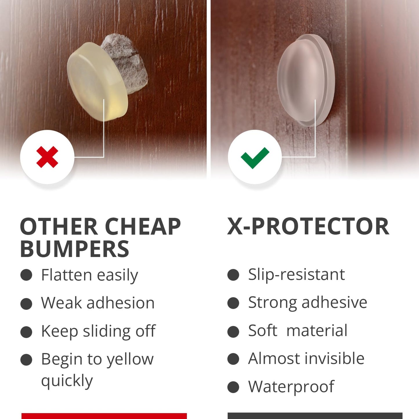 Cabinet Door Bumpers X-Protector 100 PCS – Small Felt Pads 3/8” (Brown) | Ideal Felt Bumpers – Self-Adhesive Thick Felt Dots – Bumper Pads to Protect Glass & Other Surfaces!