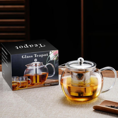 PARACITY Glass Teapot Stovetop 22 OZ/650ml, Tea pot with Removable 18/8 Stainless Steel Infuser, Borosilicate Clear Tea Kettle, Teapot Blooming and Loose Leaf Tea Maker Tea Brewer for Camping, Travel | Clear small tea kettle with infuser and tea pot with