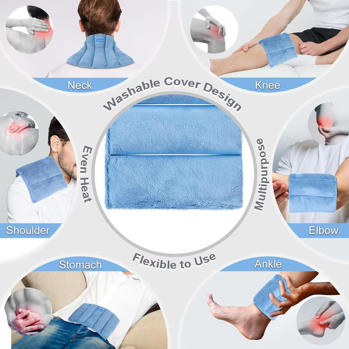 SuzziPad Heating Pad Microwavable, 6.5x12” Reusable Heat Pads for Discomfort Reduction, Moist Heated Pack, Muscle Ache, Soothing Back, Neck and Shoulder Fatigue, Warmer Hot Packs (Purple)