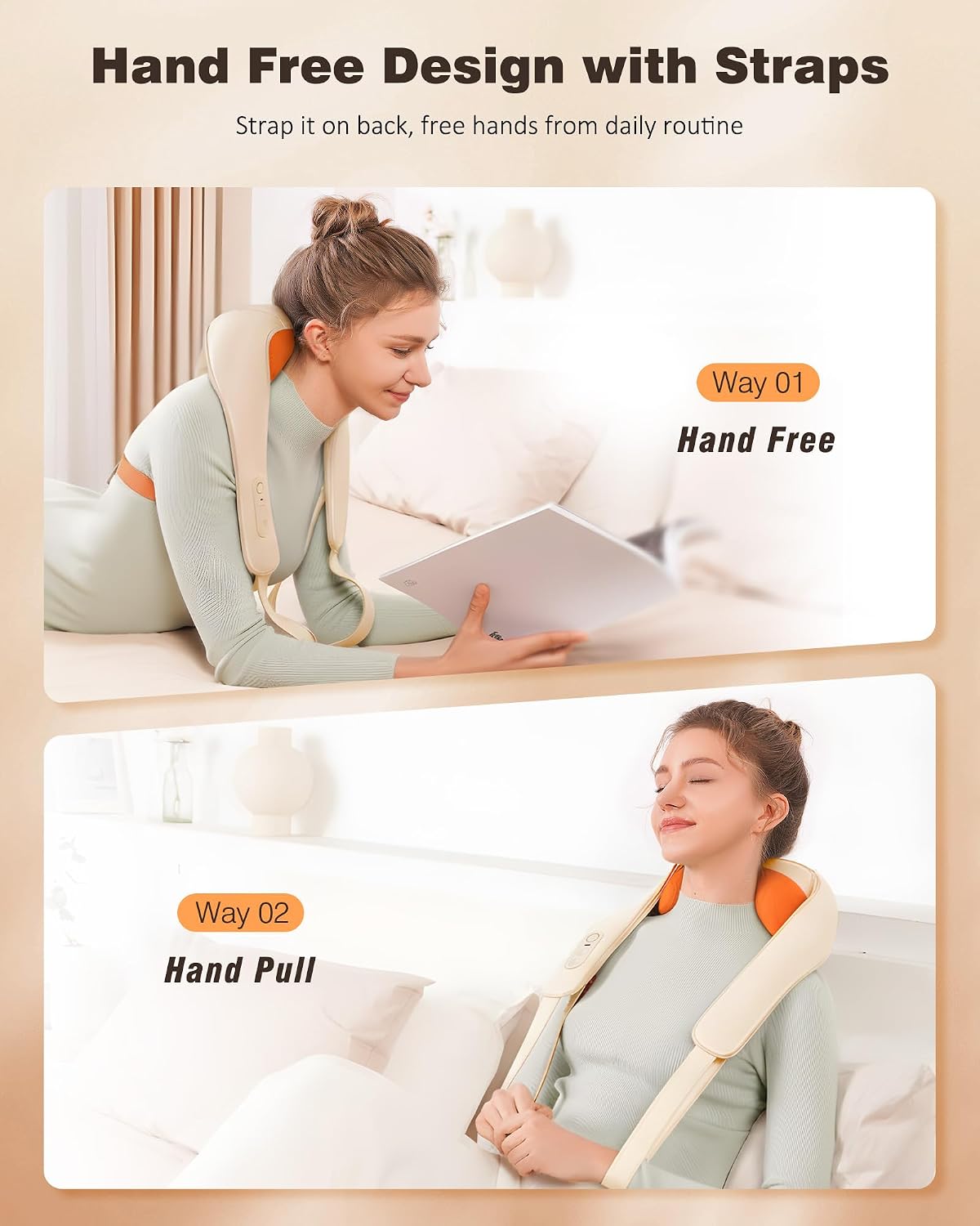 Cordless Neck and Shoulder Massager for Pain Relief Deep Tissue with Heat