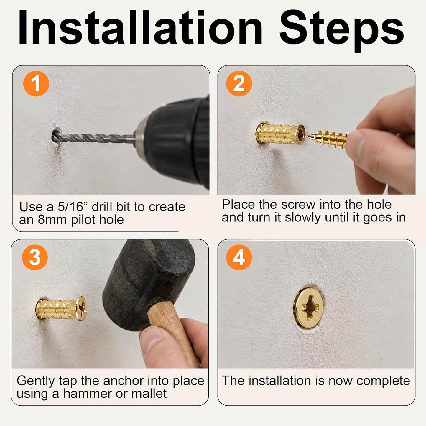 30PCS Hinge Repair Screw, 6×14mm Expansion Anchor Kit Door Hinge Thread Repair for Stripped Holes, Secure Cabinet Door Fastening with Expansion Anchors for Wood, Heavy-Duty Repair Screws