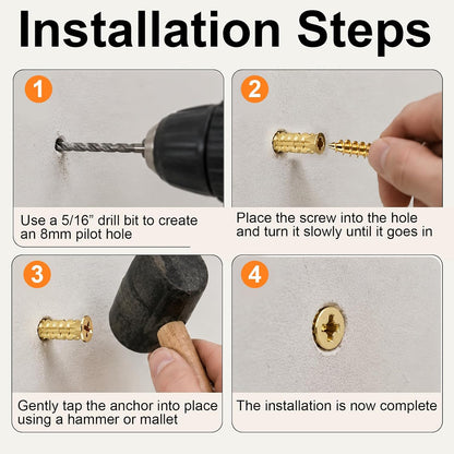 30PCS Hinge Repair Screw, 6×14mm Expansion Anchor Kit Door Hinge Thread Repair for Stripped Holes, Secure Cabinet Door Fastening with Expansion Anchors for Wood, Heavy-Duty Repair Screws