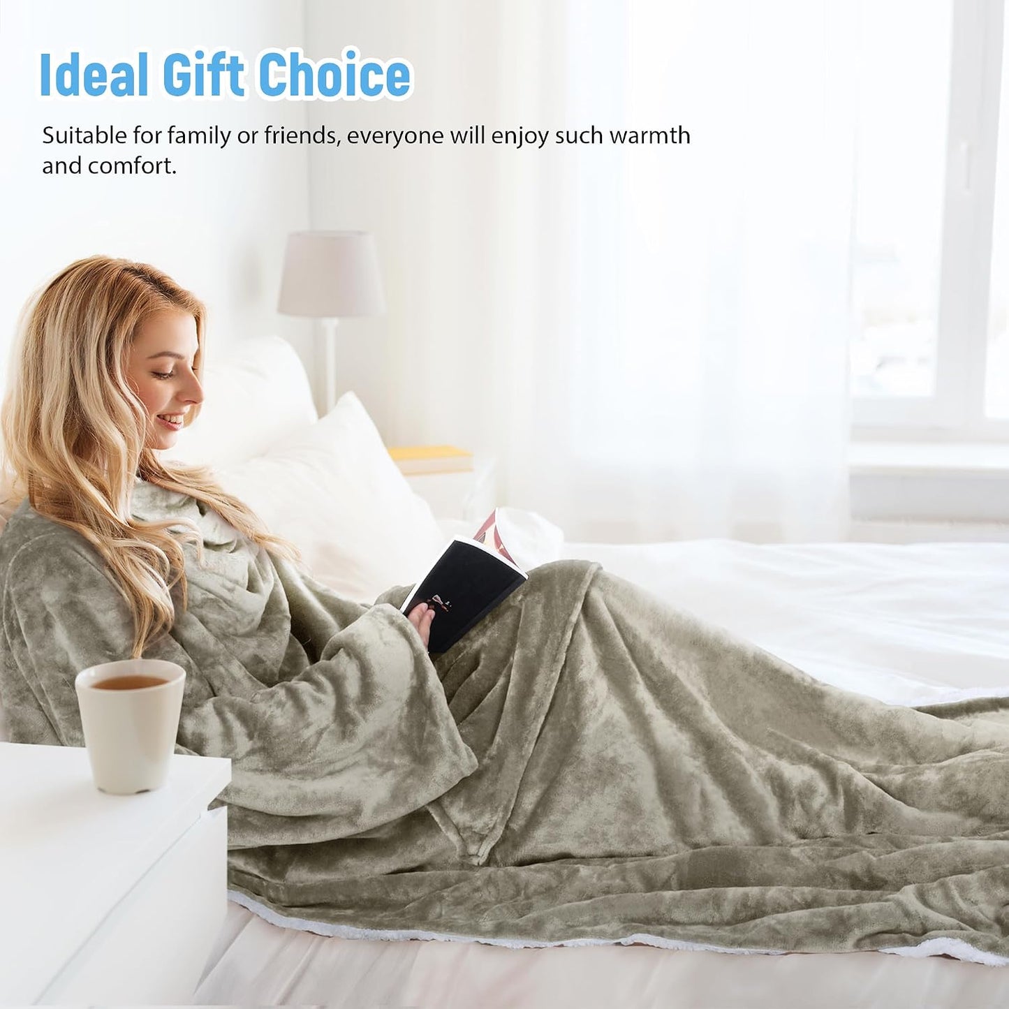 Catalonia Sherpa Wearable Blanket with Sleeves Arms
