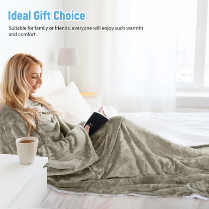 Catalonia Sherpa Wearable Blanket with Sleeves Arms