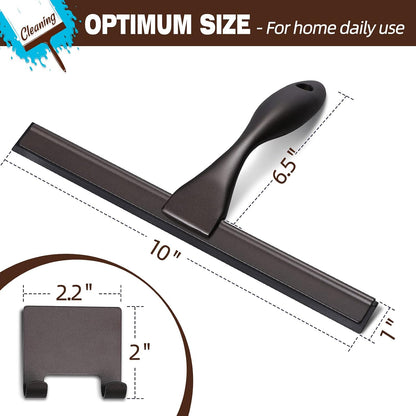 Shower Squeegee, 10-Inch Matte Black Squeegee, All-Purpose Stainless Steel Squeegee for Bathroom, Shower Doors, Mirrors, Tiles and Car Windows - 100% Streak Free
