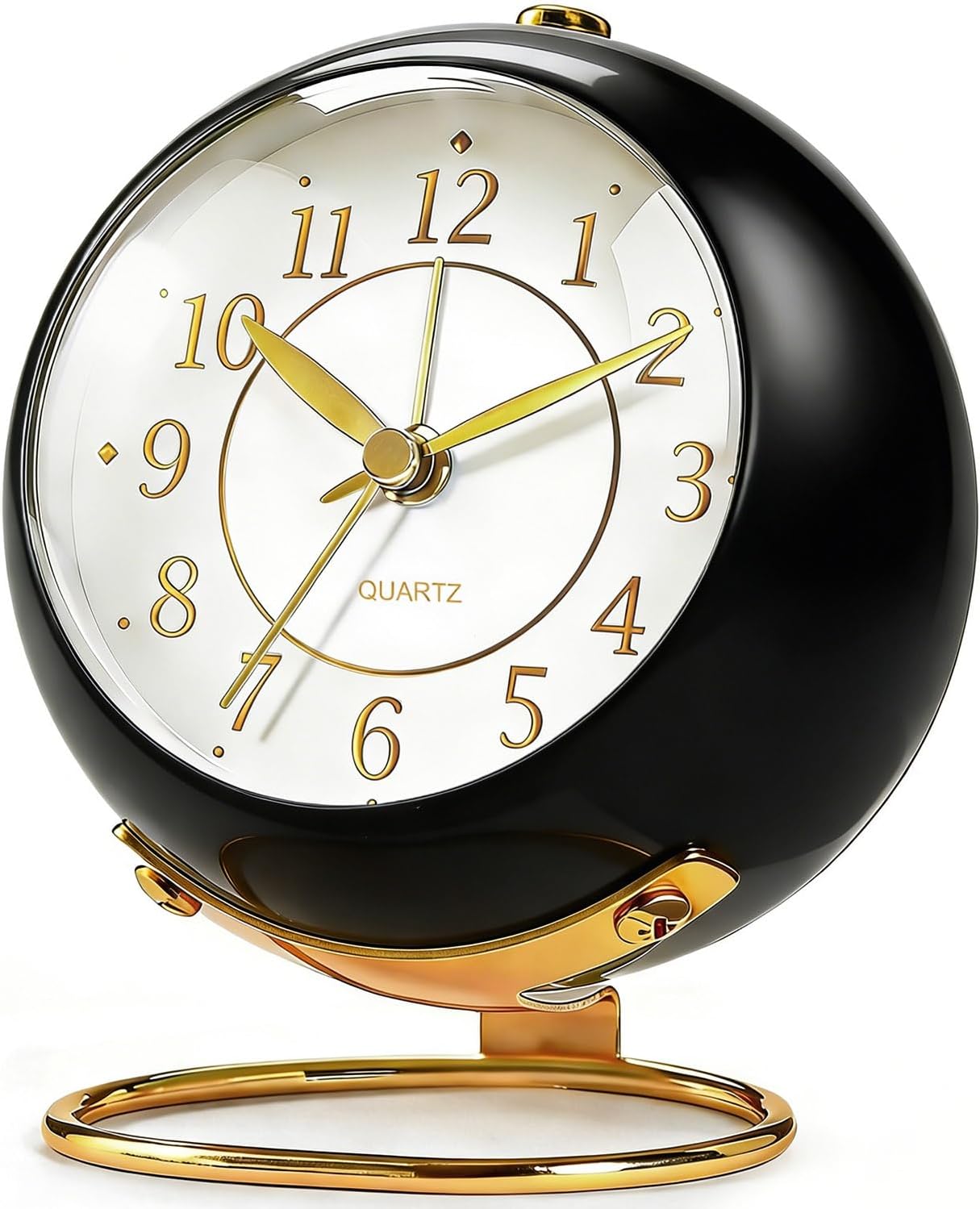 Analog Alarm Clock, Retro Small Desk Clock with Night Light, Backlight Cute Simple Design, Silent Non-Ticking, Battery Powered, Clock for Bedroom,Travel,Kitchen,Bedside Desktop Decor