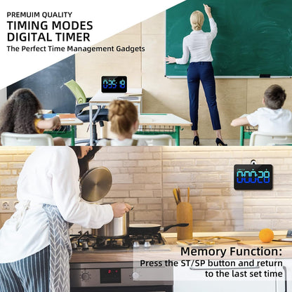 PERSUPER Kitchen Digital Timer, Count Down Up, Rechargeable, Vibration Mode | Adjustable Volume and Brightness LED Display, Time Management Cook, Desk, Kids Adults Study Teaching, Kitchen Gadgets RGB ﻿