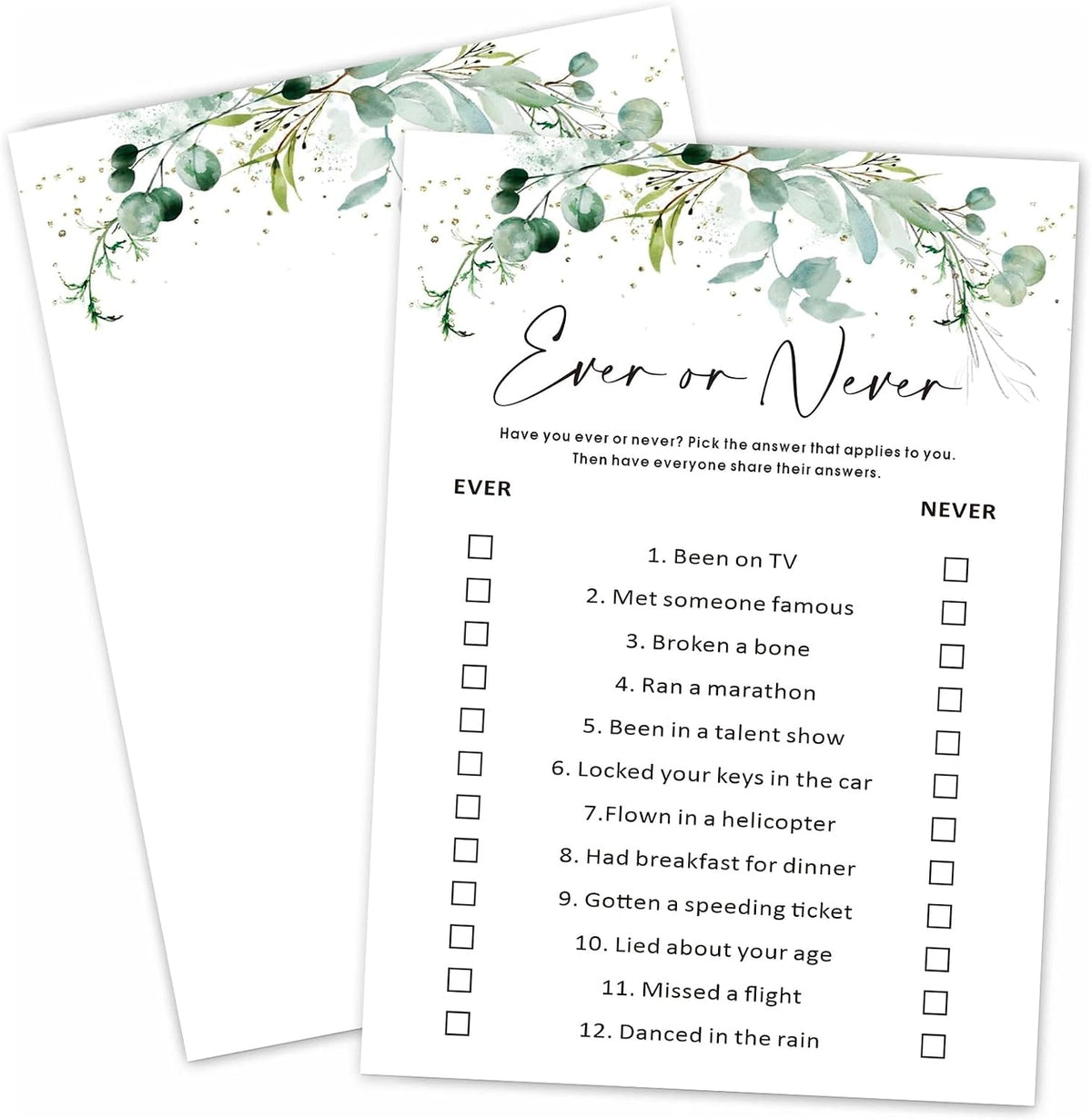 What’s on Your Phone Game Cards Set of 30, 5x7 in Icebreaker Bingo Cards, Greenery Office Team Games, Birthday Party Games for Adults, Back to School - 02