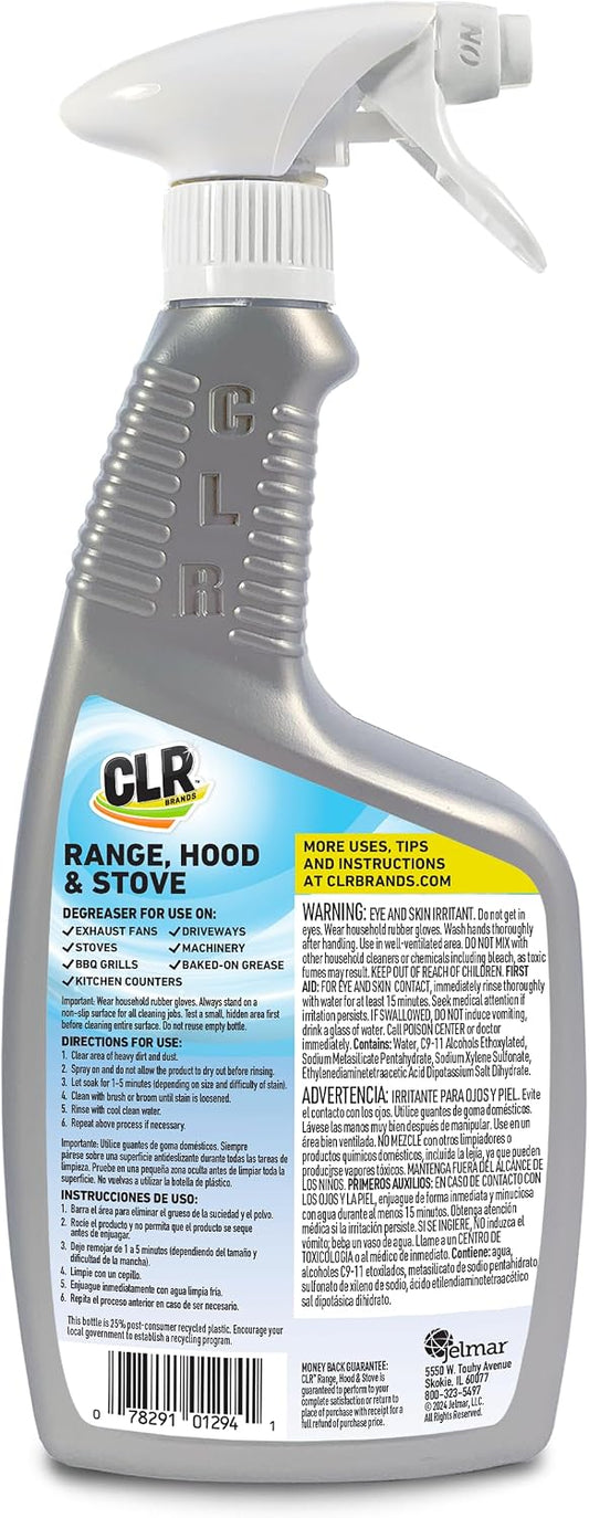 CLR Brands Range Hood and Stove Build Up Degreaser, 22 fl. oz. | Fast Acting, Non Abrasive Cleaner, Works on Glass Stove Tops, Oven Racks, BBQ Grills and More