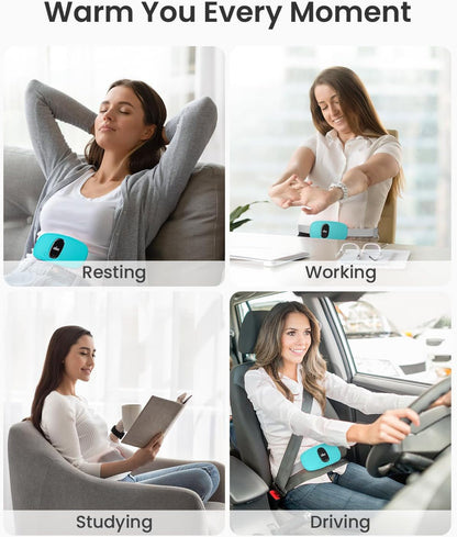 iDOO Portable Heating Pad for Period Cramps, FSA Eligible Item, Gifts for Women Girlfriend Mom Wife, Back Belly Heat Pad for Menstrual Pain Relief, with 3 Heat Levels 3 Massage | Back & Belly Wrap for Menstrual Cramps, 3 Heat Levels 3 Massage, FSA