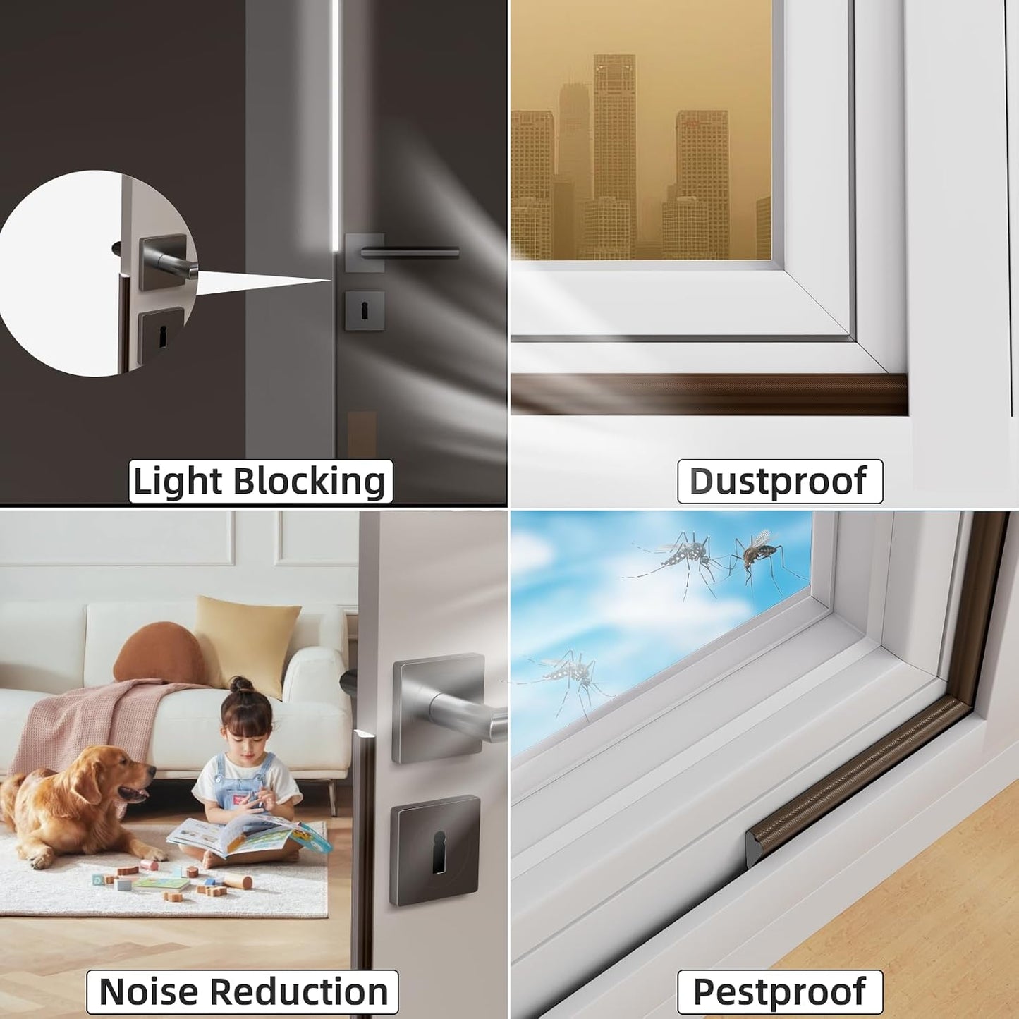 3 Pack*16.4 Ft Self-Adhesive Wedge Foam Window Weather Stripping Door Seal Strip, Soundproof Exterior Front Door Frame Gap Filler, Draft Stopper Foam Tape Noise Light Blocker (Black)