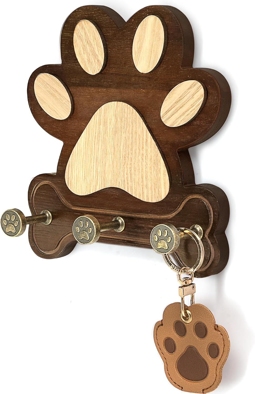 MTERSN Pine Wood Dog Leash Holder for Wall for Dog Walking Station, Black