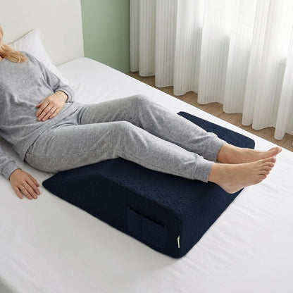 Leg Wedge Pillow Cover 24x21x8 in, Zipper & Pockets, Gray