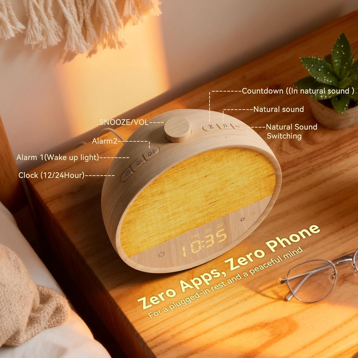 Vivilumens Sunrise Alarm Clock for Bedroom, White Noise Sound Machine