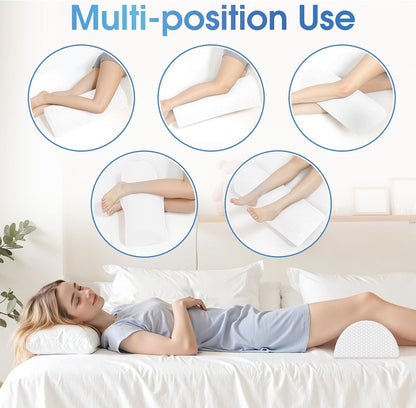 Knee Pillow for Back Sleeping Memory Foam Half Moon Bolster Pillow for Legs