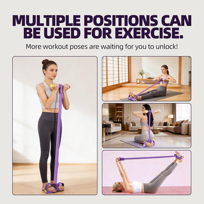 Resistance Bands with Handles 6 Tube Multifunction Tension Rope, Sit-Up Exercise Equipment with Foot Pedals and Handles，Pedal Resistance Band for Abdomen, Waist, Arm, Leg
