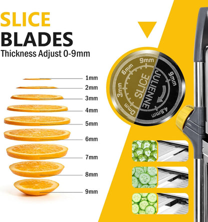 Masthome Mandoline Slicer for Kitchen,Adjustable Mandoline Food Slicer | Sharp Stainless Steel Blade,Chopper Vegetable Cutter for Potato,Onion,Fruit,INCLUDING Food Holder,Gloves,Cleaning Brush