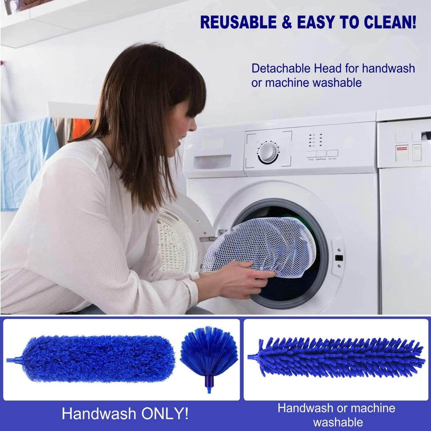 Retractable Gap Dust Cleaner Under Appliance Microfiber Duster Dust Brush with Extension Pole (36 to 49 inches) Cleaning Duster for Bed High Ceilings Furniture Bottom Household Gap Duster Gray