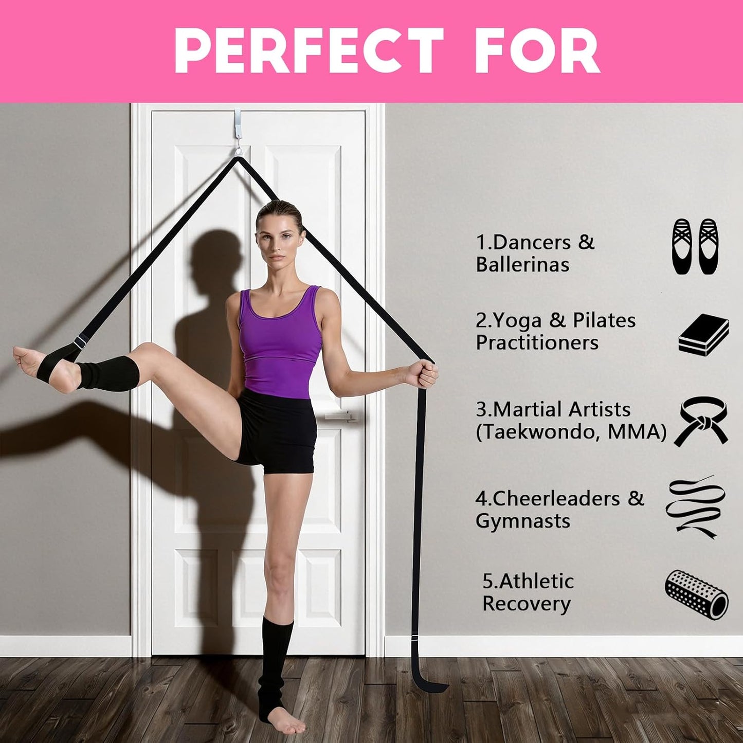 Stretching Strap with Door Anchor Improve Leg Flexibility for Splits