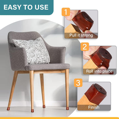 Ansible 24 Pcs Chair Leg Floor Protectors Square | Silicone Felt Furniture Leg Pads Caps Covers for Hardwood Floors (Fit:1-1/16" to 1-5/8")