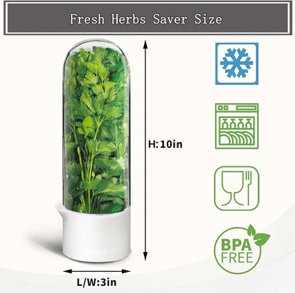 Herb Saver for Refrigerator, Cilantro Container for Fridge, Fresh Herbs Lettuce Keeper for Refrigerator Parsley Mint Leaves Fresh Herb Keeper, Refrigerato Storage for Fresh for 2-3 Weeks