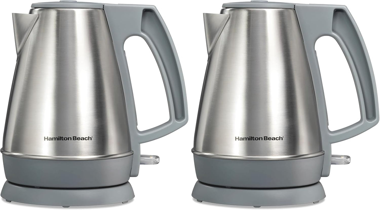 Hamilton Beach 1 Liter Electric Tea Kettle, Water Boiler & Heater | Fast Boiling 1500 Watts | BPA Free | Cordless Serving | Auto-Shutoff & Boil-Dry Protection | Cord Wrap | Stainless Steel