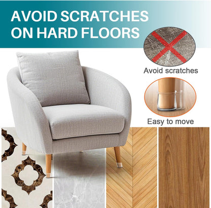 Ansible 24 Pcs Chair Leg Floor Protectors Square | Silicone Felt Furniture Leg Pads Caps Covers for Hardwood Floors (Fit:1-1/16" to 1-5/8")