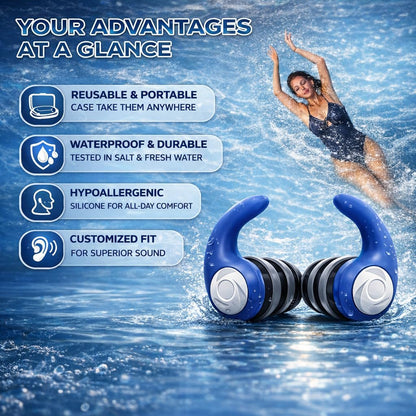 Waterproof Swimming Ear Plugs for Adults Kids, 3 Pairs Soft Silicone